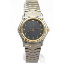 Ladies Ebel Wave 18k Yellow Gold Bezel & Ss Grey Dial Watch