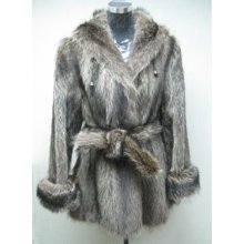 Ladies Hoodie Natural Raccoon Letout Jacket - 64150 (size 44 = Size M