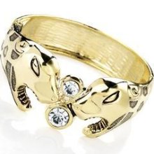Ladies Magnificent Antique Gold Effect Lion Head Classy Style Hinge Bangle