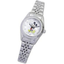 Ladies' Personalized Mickey Mouse Silver-Tone Watch with White Dial (9 Letters) lacoste