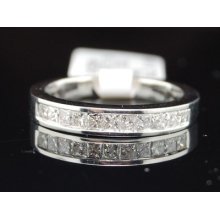 Ladies White Gold Princess Diamond Wedding Band Ring