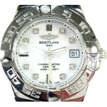 Ladies Women Breitling Windrider Galatic Diamond Watch Round Cut