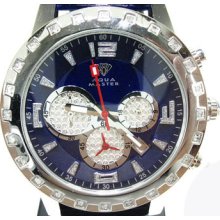 Ladies Women Diamond Aqua Master Watch Round Cut W-151 Blue 0.60ct