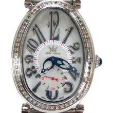 Ladies Women Diamond Aqua Techno Watch Bezel Leather Band 0.50ct