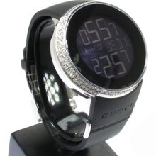 Ladies Women Diamond Black Gucci Watch Round Cut G-H Color 4.00ct