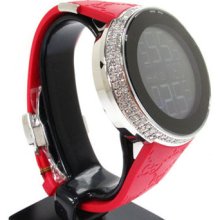 Ladies Women Diamond Red Hot Gucci Watch Round Cut G-H Color 3.00ct