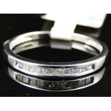 Ladies Womens 10k White Gold Diamond Princess Cut Wedding Band Engagement Ring