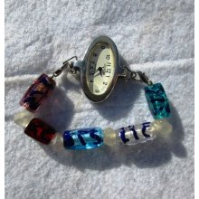 Ladies Wrist Watch With Two Interchangable Bands, Stretch to Fit Average Wrist