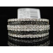 Ladies Yellow Gold .82c Black Diamond Wedding Band Ring