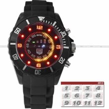 Lady Men Digital Led Multicolor Red Blue Light Date Day Silicone Sport Watch