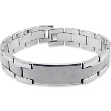 Large High Quality Scratch Proof Tungsten Mens Bracelet With Center Plate