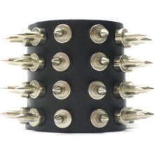 Leather 4 Row Nail Spiked Bracelet Punk Rock Goth
