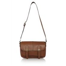 Leather Chocolate Structured Satchel Bag brown