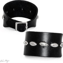 Leather Cuff Bracelet Buckle Surfer Hippie Genuine Stud Unique Black