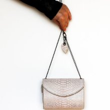 Leather handbag, Gold snakeskin pattern bag, Leather white purse, Leather small purse, Dalfia unique bags