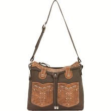 Leather Hobo Handbag - Brown & Tan- Dungaree - American West