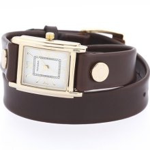 Leather wrap Watch Square// WT117 Dark Brown, Birthday, Unisex item, Gift for girls