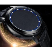 Led Watch Mans Analog Led Sport Fashion Leather Black Blue Touch Screen