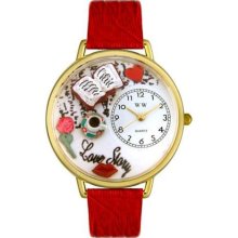 Love Story Red Leather And Goldtone Watch #G0460003