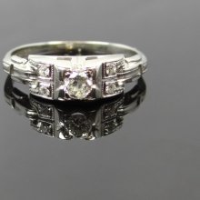 Lovely Geometric Art Deco Diamond Studded Engagement Ring - RGDI343P