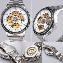 Lucky Kiss Automatic White Gold Men's Wrist Watch