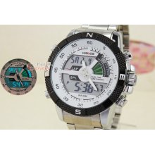 Luxury Mens Army Led Dual Display Alarm Multifuction Sport Wrist Wach White