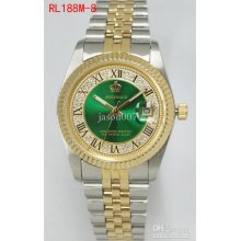Luxury Mens Watch Crown Reginald Roman Number Green Dial Two Tone Go