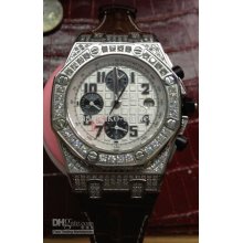 Luxury Royal Oak Offshore Mens Watch Full Diamonds Platinum Swiss Qu