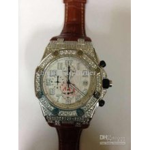 Luxury Royal Oak Offshore Mens Watch Full Diamonds White Dial Swiss