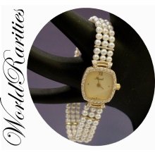 Magnificent Estate Vintage 14 Karat Pearl and Diamond Watch