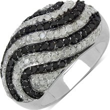 Malaika Sterling Silver 1 1/3ct TDW Black and White Diamond Ring (I-J, I3)