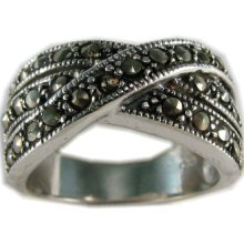 Marcasite Ring 925 Sterling Silver High Quality Fashion Jewelry Band Ship Usa