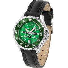 Marshall Thundering Herd Competitor Ladies AnoChrome Watch with Leather Band and Colored Bezel
