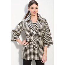 Max Mara Authentic Tabella Houndstooth Raincoat Jacket $645 Size 10 Us