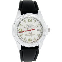 Maxson Flight Commander Datejust Mens Aluminium Black Rubber Band Watch 3000