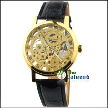 Mechanical Leather Hollow Men Luxury Fashion Wrist Watches 2 Colors 8048