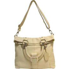 MEDIGRIFFE Italian Made Cream Leather Convertible Handbag Shoulder Bag