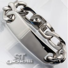 Men Bracelet With Natural Diamond Brilliant Set On Plate Stainless Steell St 1tu