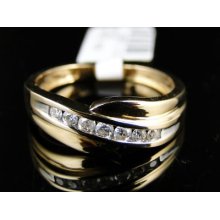 Men Yellow Gold Genuine Diamond Wedding Band Ring 1/4ct