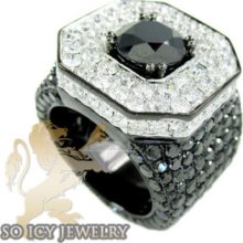 Mens 10k Black Gold Round Diamond Ring Band 21.35 Ct