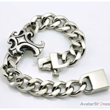 Mens 316l Stainless Steel Cross Bling Bracelet Chain B1v8