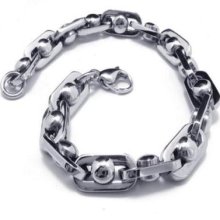 Men's Boy's Charm Silver Stainless Steel Chain Bracelet