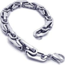 Men's Boy's Silver Stainless Steel Link Charm Bracelet