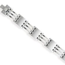 Mens Bracelet 316L Surgical Stainless Steel Alternating Link Desig ...