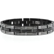 Men's Bracelet in Black & White Stainless Steel