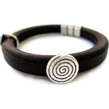 Men's brown Licorice Spanish Leather Bracelet with zamak