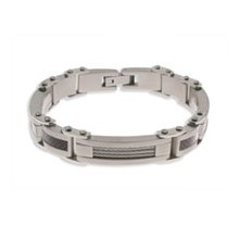Mens Carbon Fiber and Cable Stainless Steel Bracelet