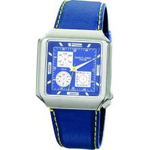 Mens Charles Hubert Leather Band Blue Dial Watch 3742-E