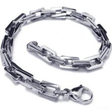 Men's Charm Silver Stainless Steel Bracelet Chain Link