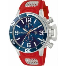 Men's Corduba GMT Stainless Steel Case Rubber Bracelet Blue Tone Dial Day and Da
